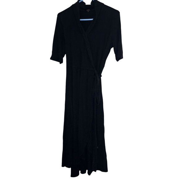 Quince Tencel Jersey Midi Wrap Dress XL Black - Picture 3 of 4